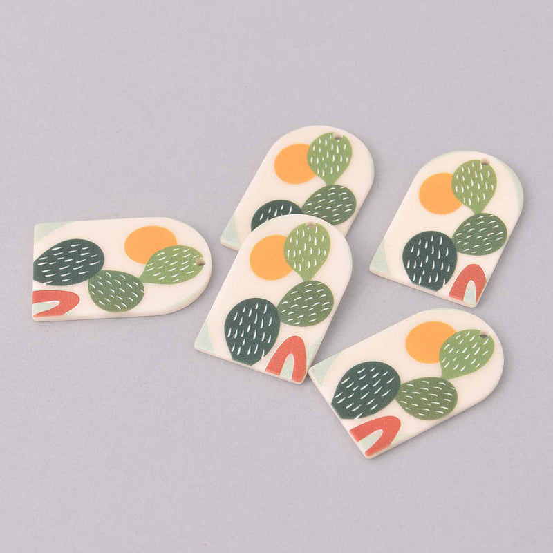 2 Cactus Charms, Resin Acrylic, 37mm, chs7874