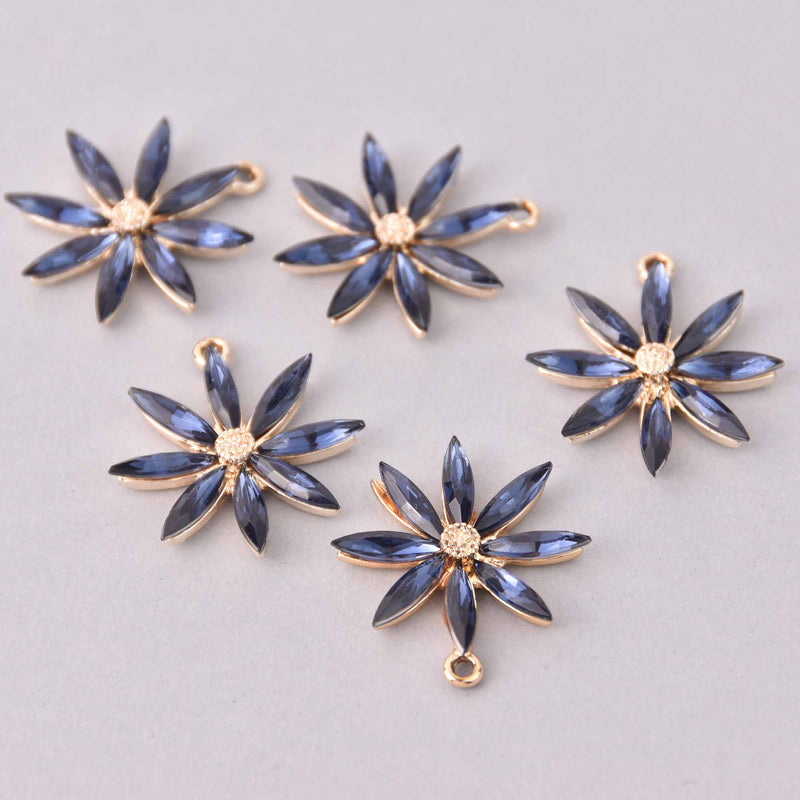 2 Blue Flower Charms, 28mm, chs7876