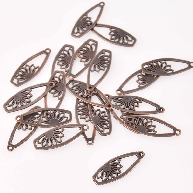 6 Copper Filigree Flower Charms 37mm long chs7878