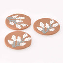 2 Flower Charms, White Flowers on Chocolate Brown Acrylic, 28mm, chs7880