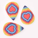 5 Faux Leather Teardrop Charms TIE DYE Vegan Pendant 2-1/4" long chs7882