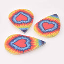 5 Faux Leather Teardrop Charms TIE DYE Vegan Pendant 2-1/4" long chs7882