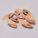 4 Marquis Charms, Gold Flakes with Resin and Real Wood, 1.5", chs7883