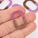 4 Oval Wooden Resin Charm, Purple Resin and Real Wood, 1-1/8" long, chs7884