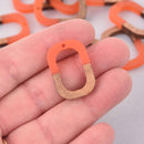 4 Oval Wooden Resin Charm, Orange Resin and Real Wood, 1-1/8" long, chs7885