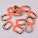 4 Oval Wooden Resin Charm, Orange Resin and Real Wood, 1-1/8" long, chs7885