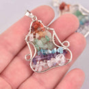 Goddess Chakra Charm, Rainbow Crystals with Silver, 1.75", chs7887