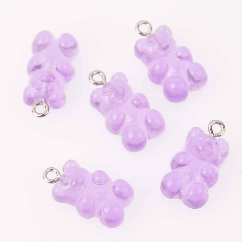 10 Purple Candy Bear Charms, 21mm, chs7888