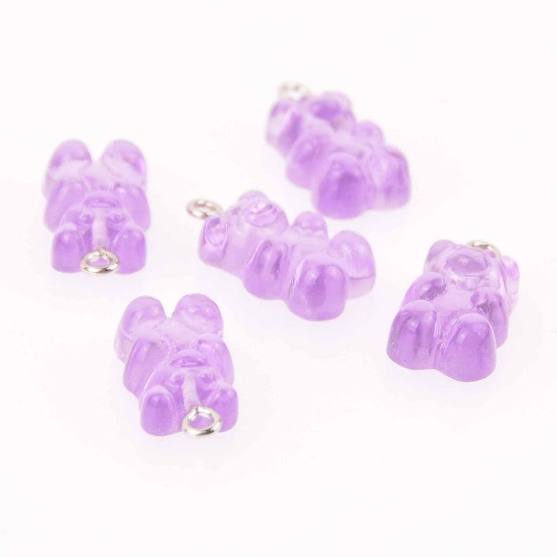 10 Purple Candy Bear Charms, 21mm, chs7888