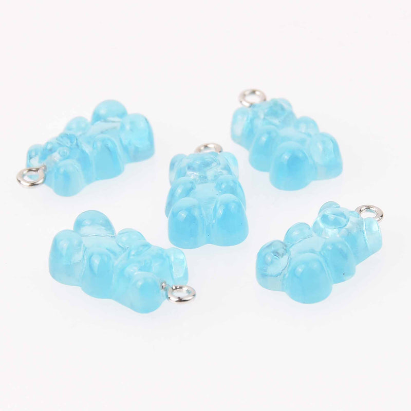 10 Blue Candy Bear Charms, 21mm, chs7891