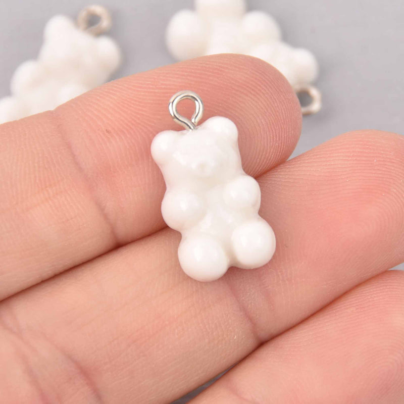 10 White Candy Bear Charms, 21mm, chs7892