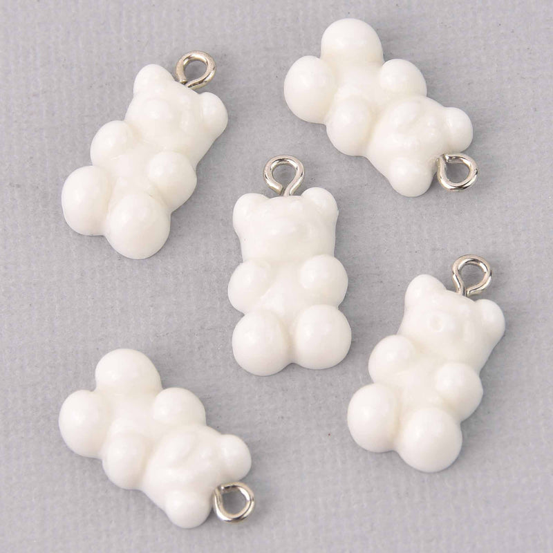 10 White Candy Bear Charms, 21mm, chs7892