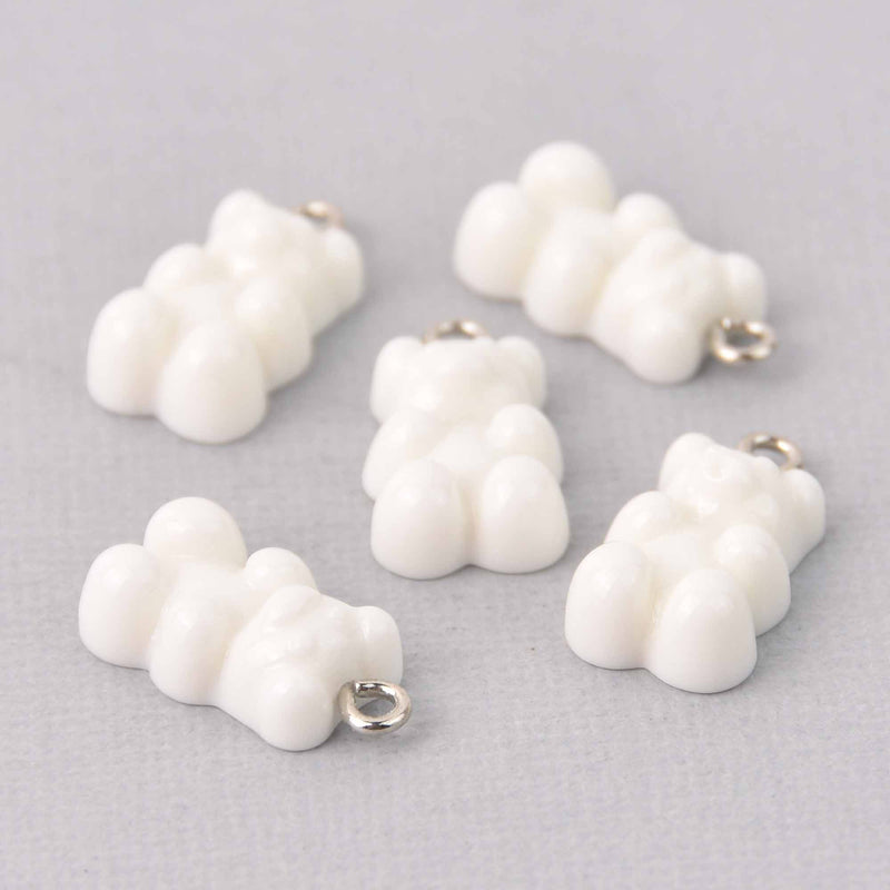 10 White Candy Bear Charms, 21mm, chs7892
