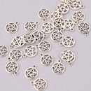 10 Silver Star Charms 15mm chs7893