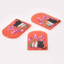2 Cat Charms, Flowers on Orange Acrylic, 36mm, chs7896