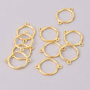 6 Gold Brass Ring Charms Connector Link chs7898