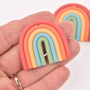 2 Rainbow Charms, Polymer Clay, 40mm, chs7900