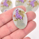 2 Flower Charms, Purple Flowers on Gray Acrylic, 37mm, chs7902