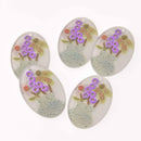 2 Flower Charms, Purple Flowers on Gray Acrylic, 37mm, chs7902