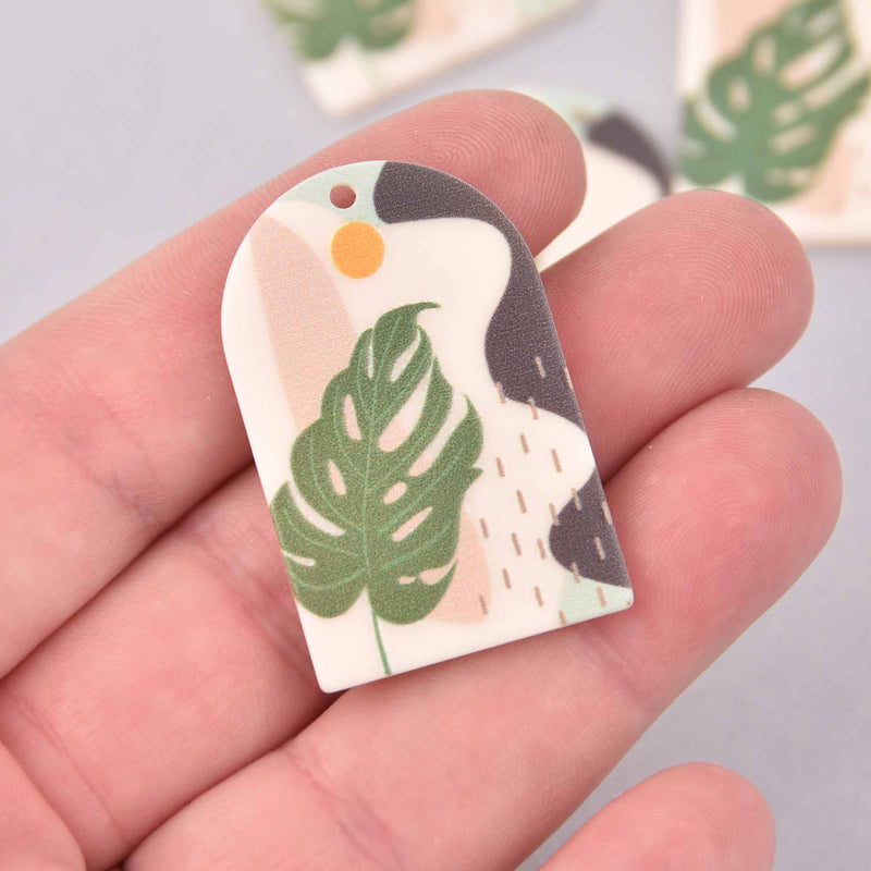 2 Charms, Monstera Leaf, Resin Acrylic, 37mm, chs7903