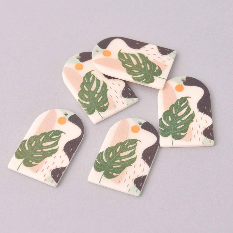 2 Charms, Monstera Leaf, Resin Acrylic, 37mm, chs7903