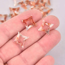 10 Resin Drop Charms, amber speckled, diamond square shape 3/4" chs7905