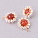 2 Faux Pearl Charms, gold wire, 21mm, chs7907