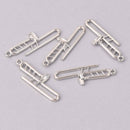 4 Trombone Charms, Silver Plate, 42mm, chs7908