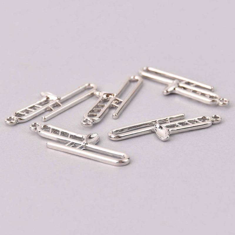 4 Trombone Charms, Silver Plate, 42mm, chs7908