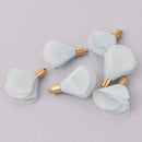 5 Baby Blue Tassel Charms GOLD plated cap, about 1-5/8", chs7912