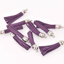 10 Purple Tassel Charms, silver topper, 2-3/8", chs7913