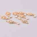 2 Crystal Drop Charms, Gold Plating, CZ Stones, chs7914