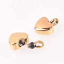 Gold Heart Cremation Ash Urn Charm Locket Titanium Steel 15mm x 13mm chs7915