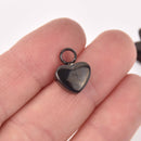 Black Heart Cremation Ash Urn Charm Locket Titanium Steel 15mm x 13mm chs7917