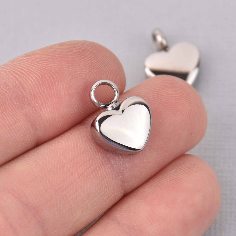 Cremation Ash Urn Charm Locket Titanium Steel Heart 15mm x 13mm chs7918