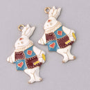 1 Rabbit Charm, Alice in Wonderland, Gold with Enamel, 2", chs7921