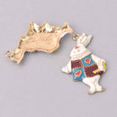1 Rabbit Charm, Alice in Wonderland, Gold with Enamel, 2", chs7921
