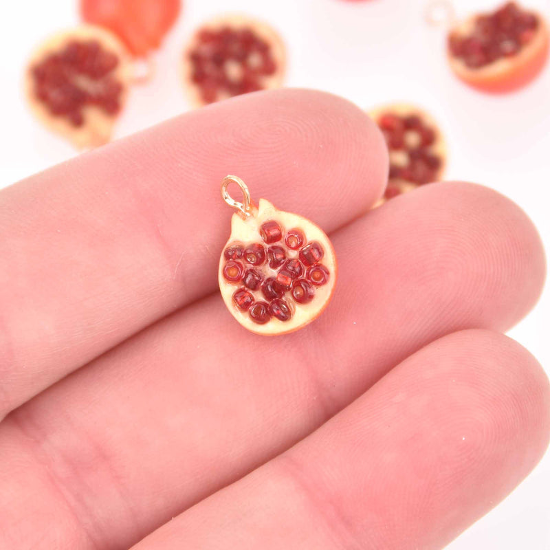 2 Pomegranate Charms, Resin, 17mm, chs7923