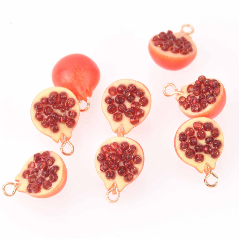 2 Pomegranate Charms, Resin, 17mm, chs7923