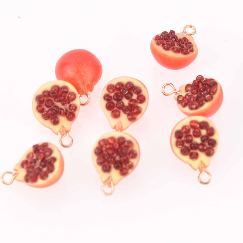 2 Pomegranate Charms, Resin, 17mm, chs7923