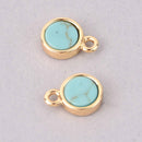2 TURQUOISE BLUE Drop Charms, gold plated, 7mm, chs7924