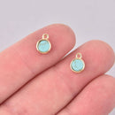 2 TURQUOISE BLUE Drop Charms, gold plated, 7mm, chs7924