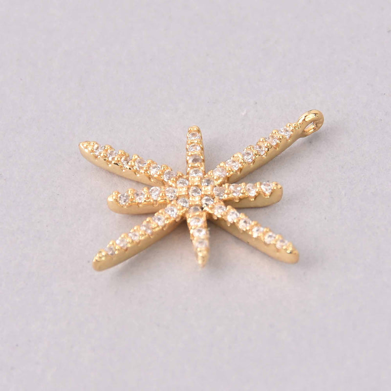 North Star Micro Pave Charm, Gold, 26mm, chs7926