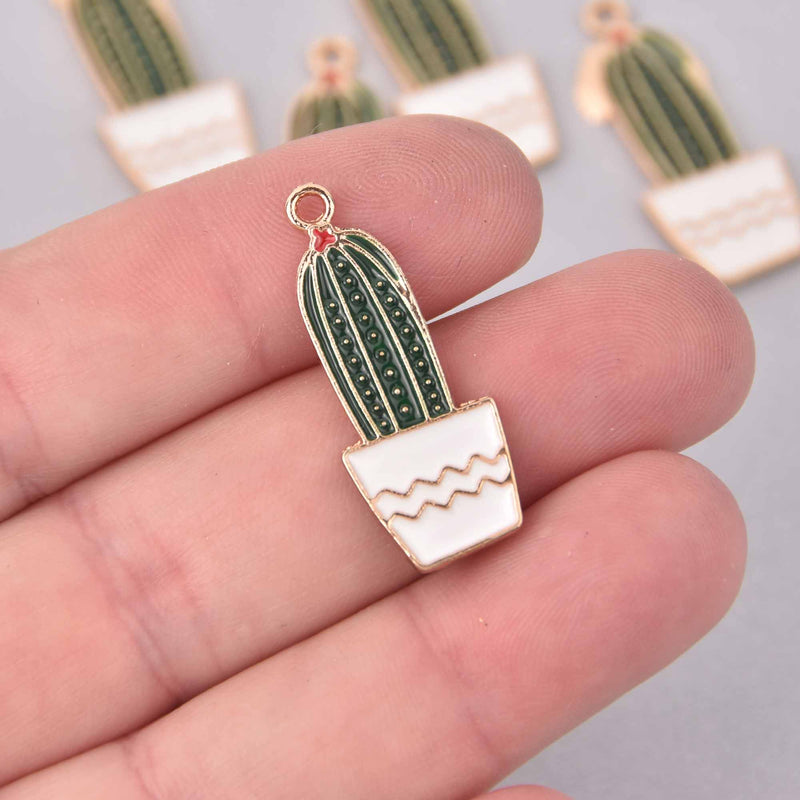 4 SUCCULENT CACTUS Charms, Enamel Floral Charms, Potted Plant Charms, chs7927