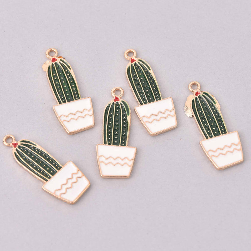 4 SUCCULENT CACTUS Charms, Enamel Floral Charms, Potted Plant Charms, chs7927