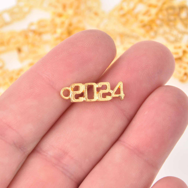 10 Gold 2024 Graduation Charms, Varsity font, chs7930