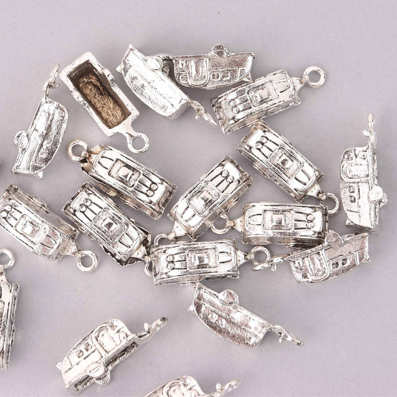 4 Camping Trailer Charms, silver metal, chs7936