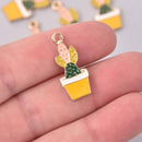 4 SUCCULENT CACTUS Charms, Enamel Floral Charms, Potted Plant Charms, chs7937