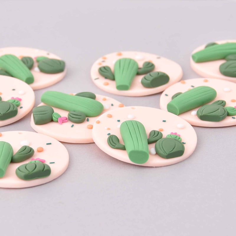 2 Cactus Charms, Polymer Clay, 48mm, chs7940