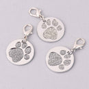 Silver Pet Tag Charm, Glitter Enamel Paw Print with Silver Plate, 25mm, chs7949